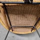Pair of braided rattan armchairs