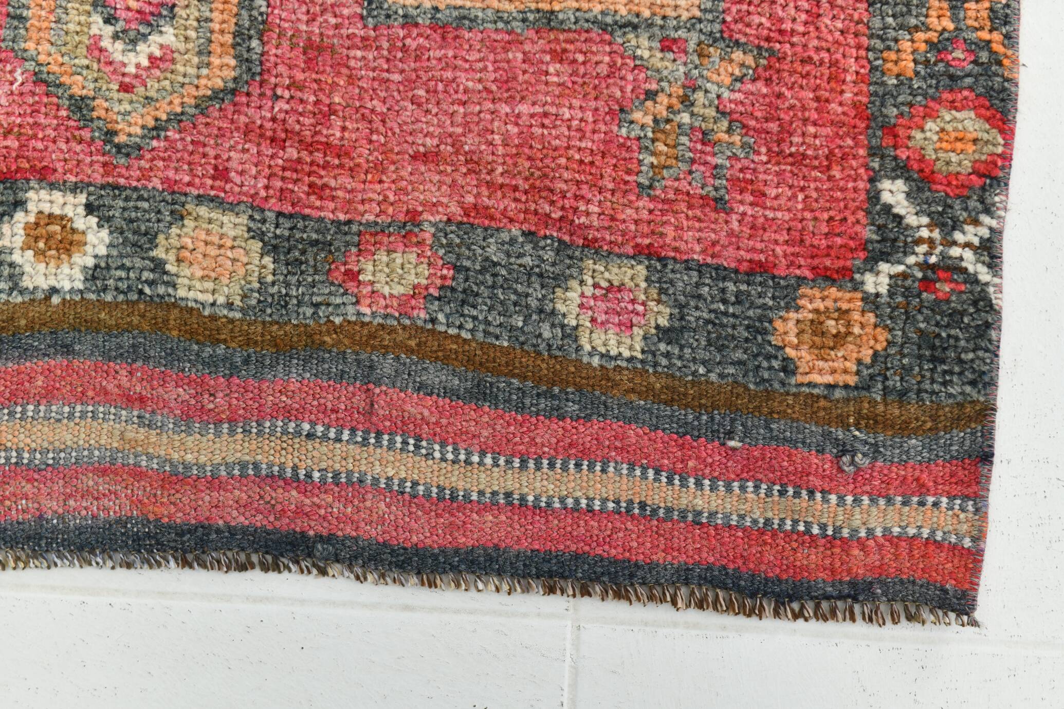 4x12 Vintage Long Wide Vintage Runner, Soft Red Wool Runner Rug, 104x363Cm