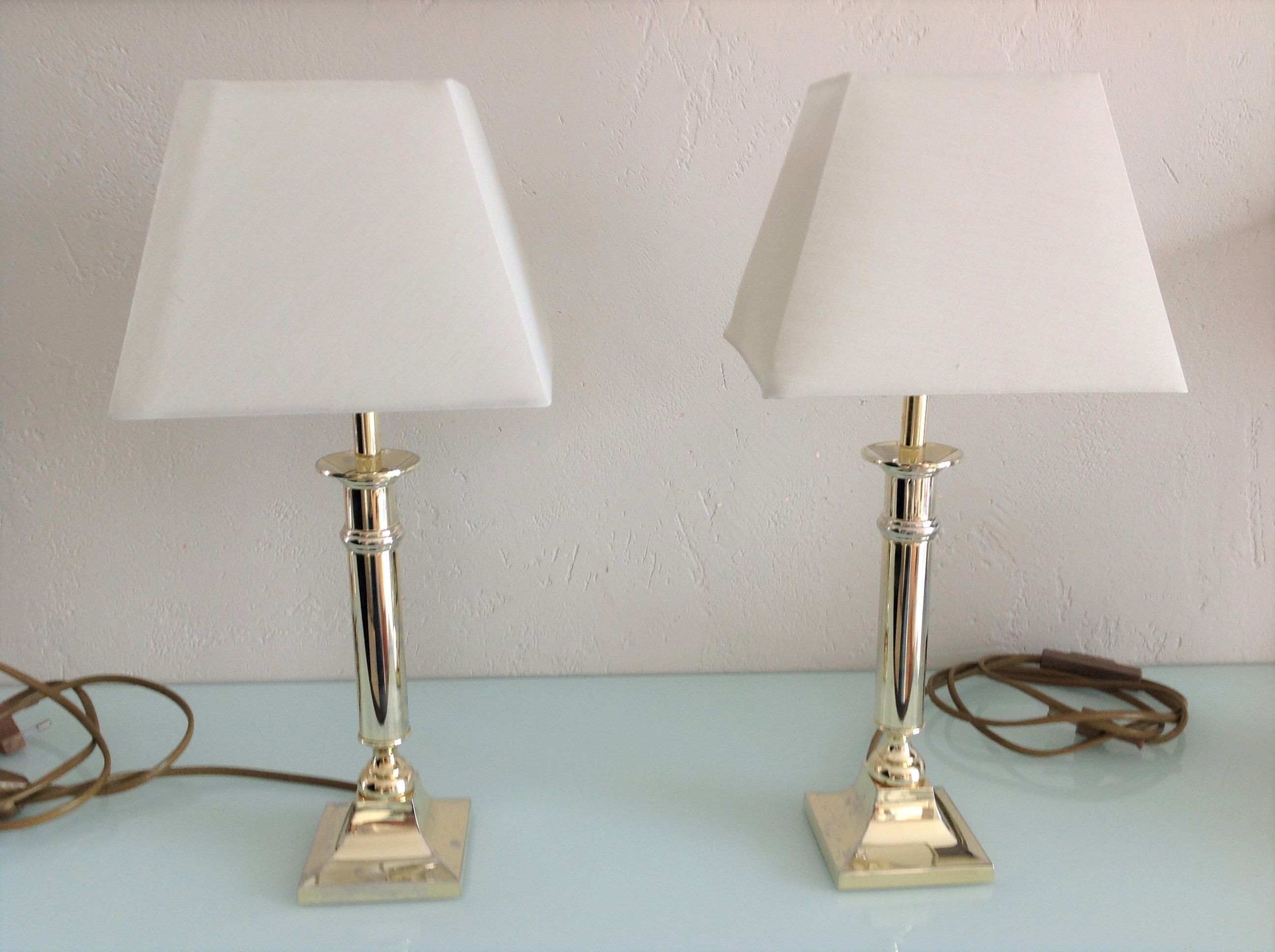 Pair of brass lamps art deco style 60s-70s