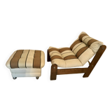 Vintage fireside chair and pouf circa 1980