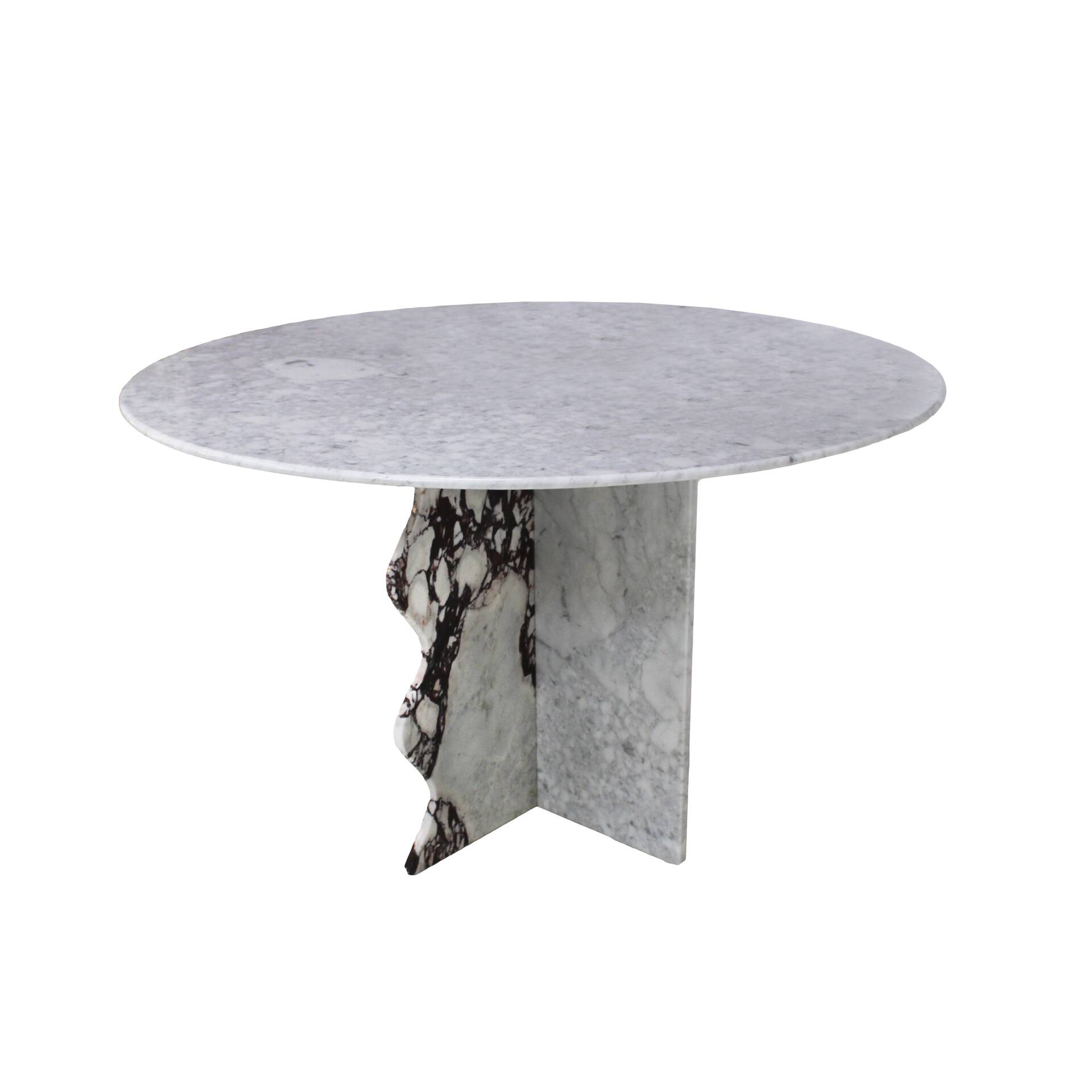 Contemporary Calacatta and Carrara Marble Round Table Designed by L.A. Stud
