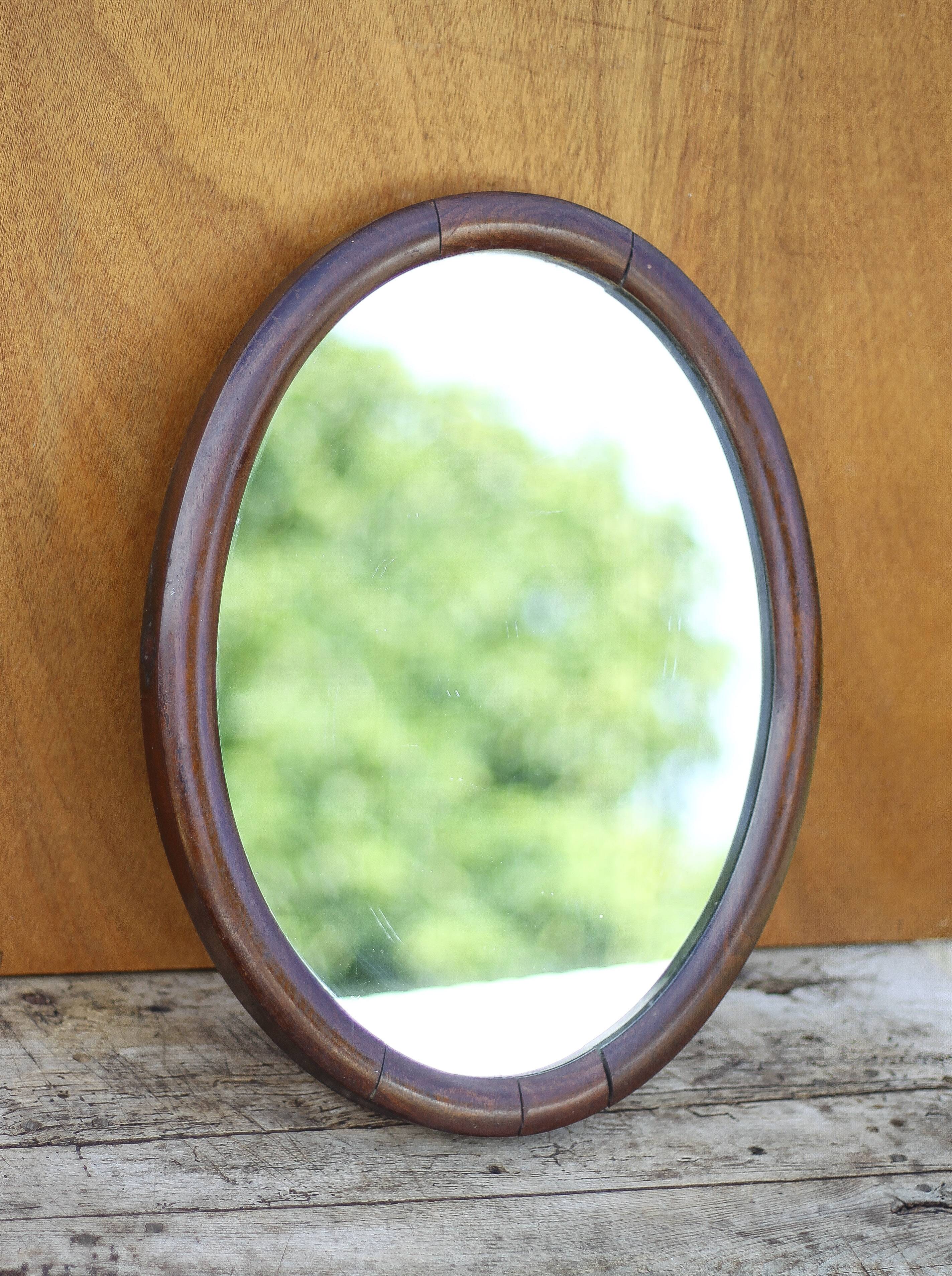 Vintage mirror, wall mirror, oval mirror, old dressing table mirror