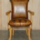 Restored Chesterfield Art Deco 1920 office chair in leather and walnut.