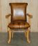 Restored Chesterfield Art Deco 1920 office chair in leather and walnut.
