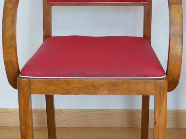 Pair of bridge chairs in red skai