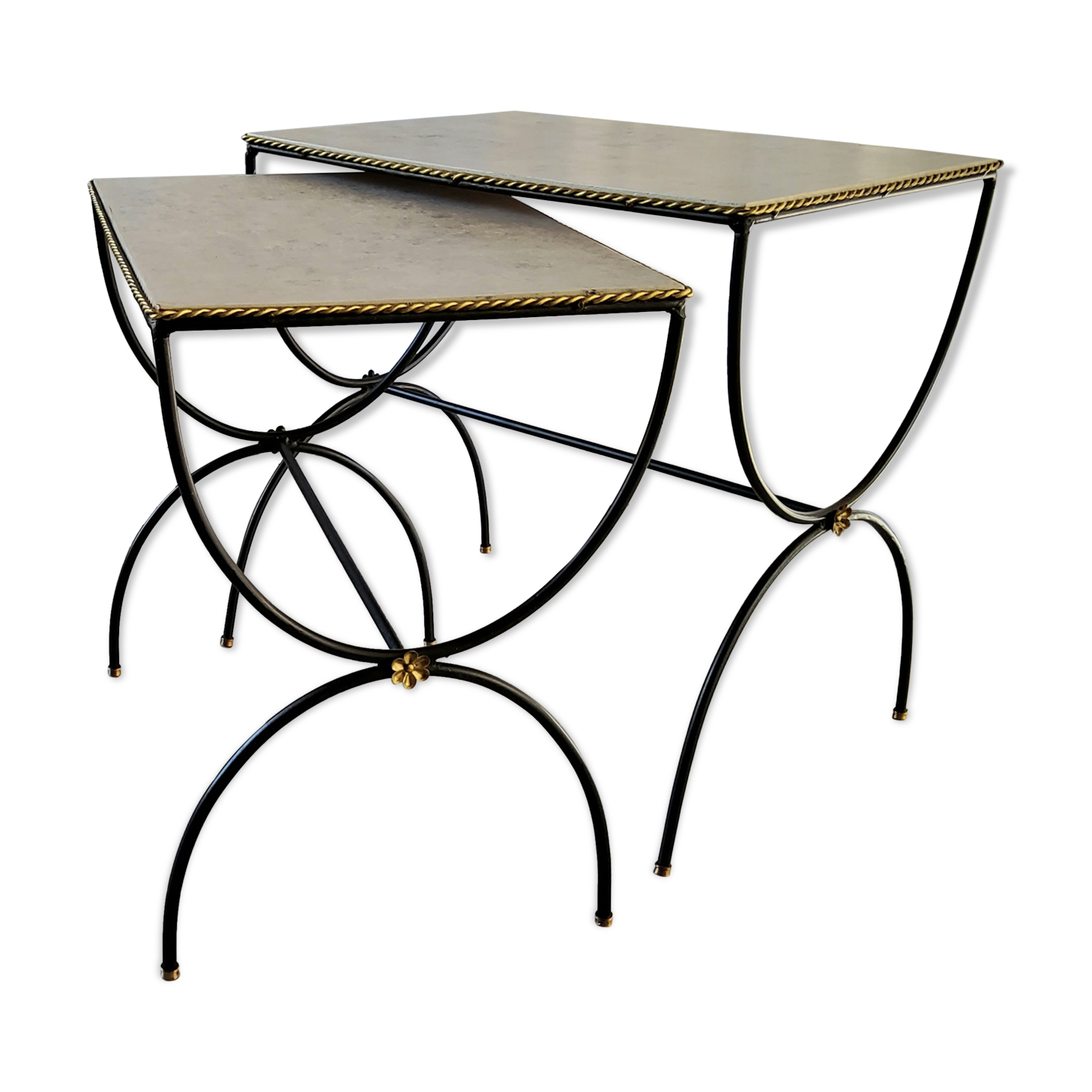 Pair of curule nesting tables