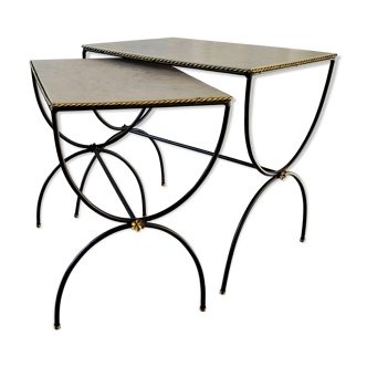 Pair of curule nesting tables
