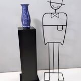 Blue and White Lacquered Ceramic Vase by Laveno Chinoiserie Style, Italy