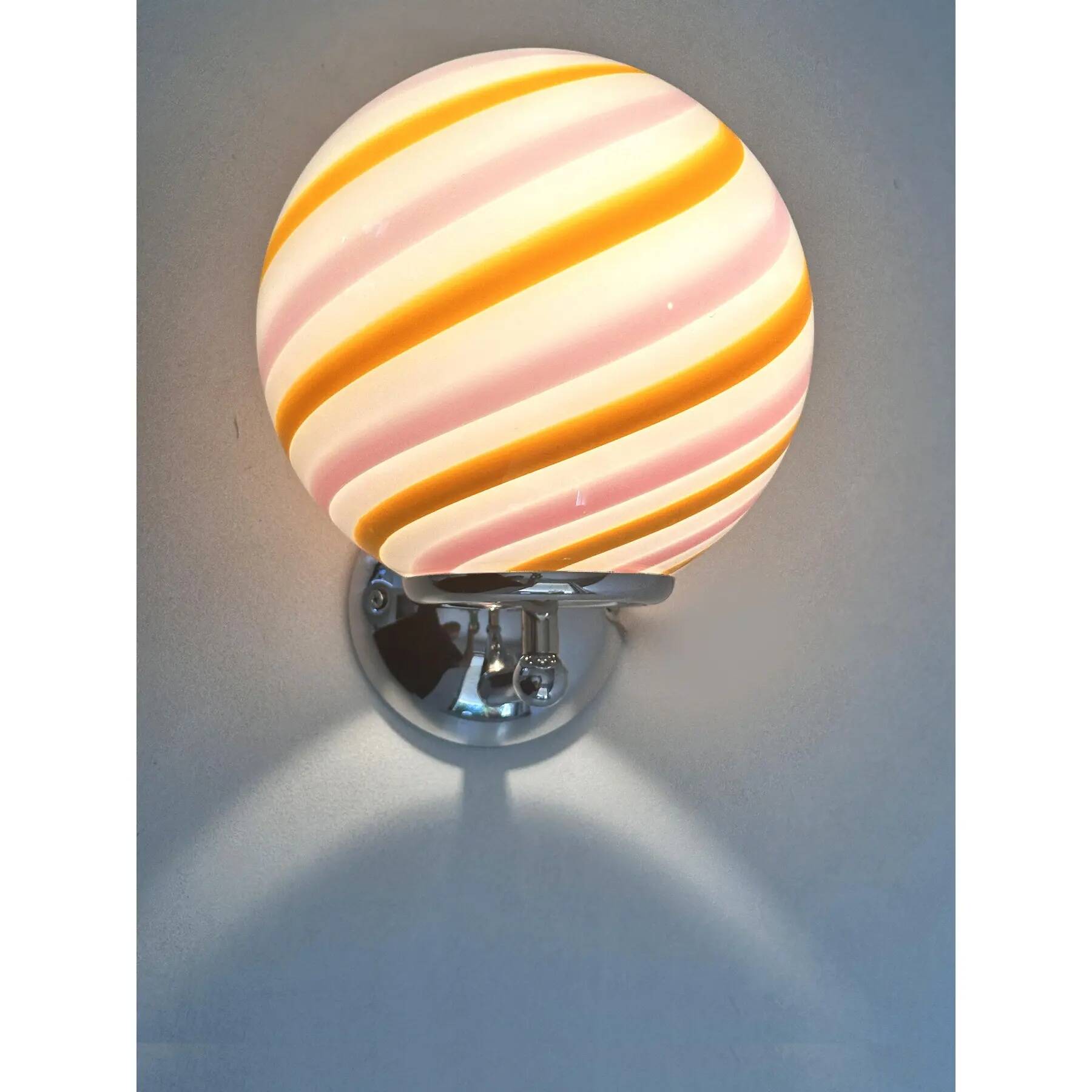 Set of Two Contemporary Amber and Pink "Rods" Murano Glass Wall Sconces