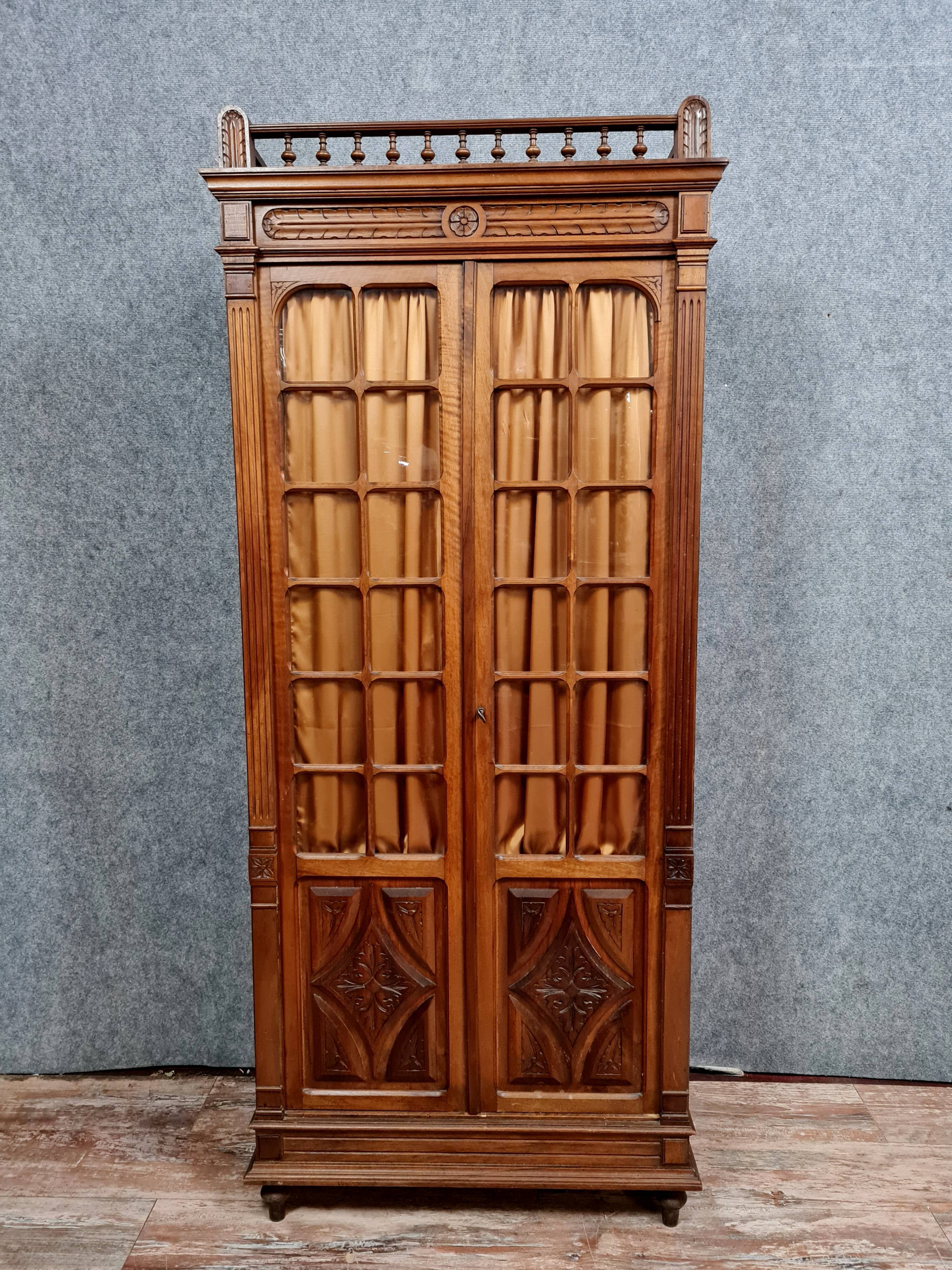 Louis XVI library in solid walnut with blonde patina around 1850