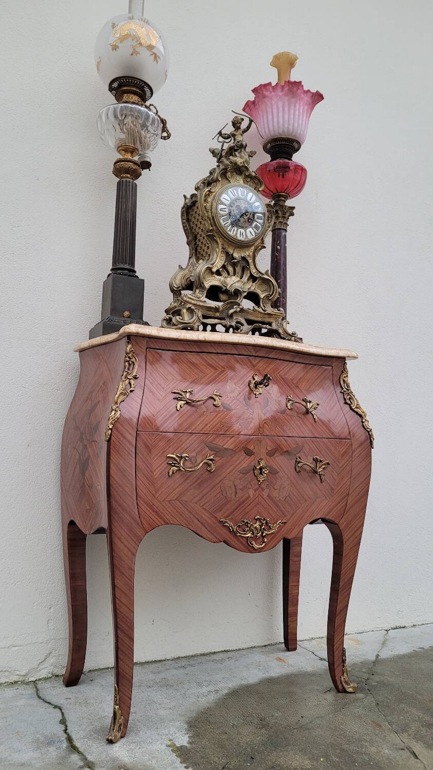 Louis XV Style Commode Stamped in Richly Decorated Rosewood Marquetry