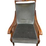 Regency style bergère armchair in wood, fabric and cane