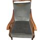 Fauteuil bergère style Régence en bois, tissu et cannage