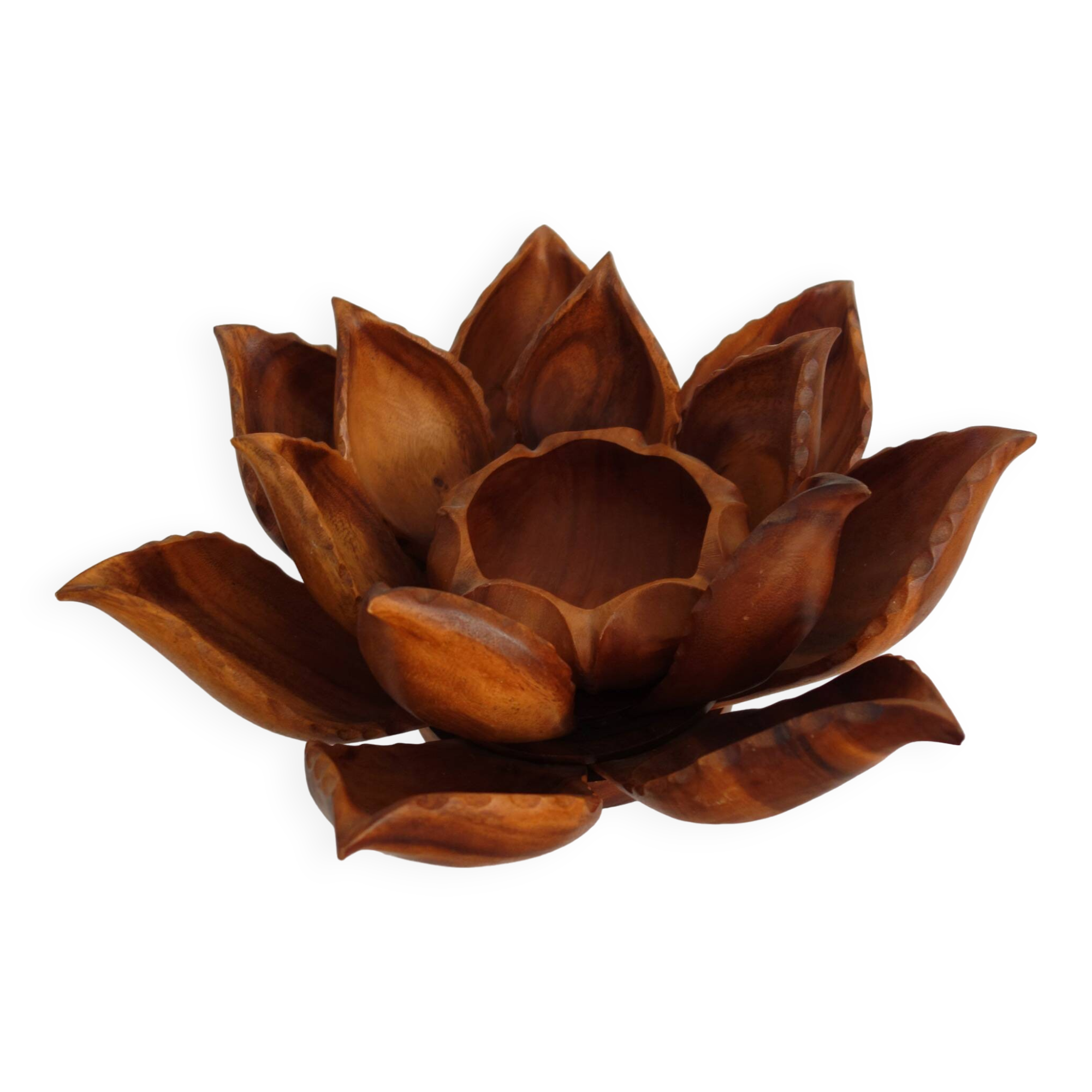 Large lotus flower vintage wooden aperitif service