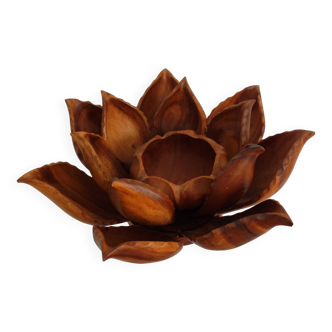 Large lotus flower vintage wooden aperitif service