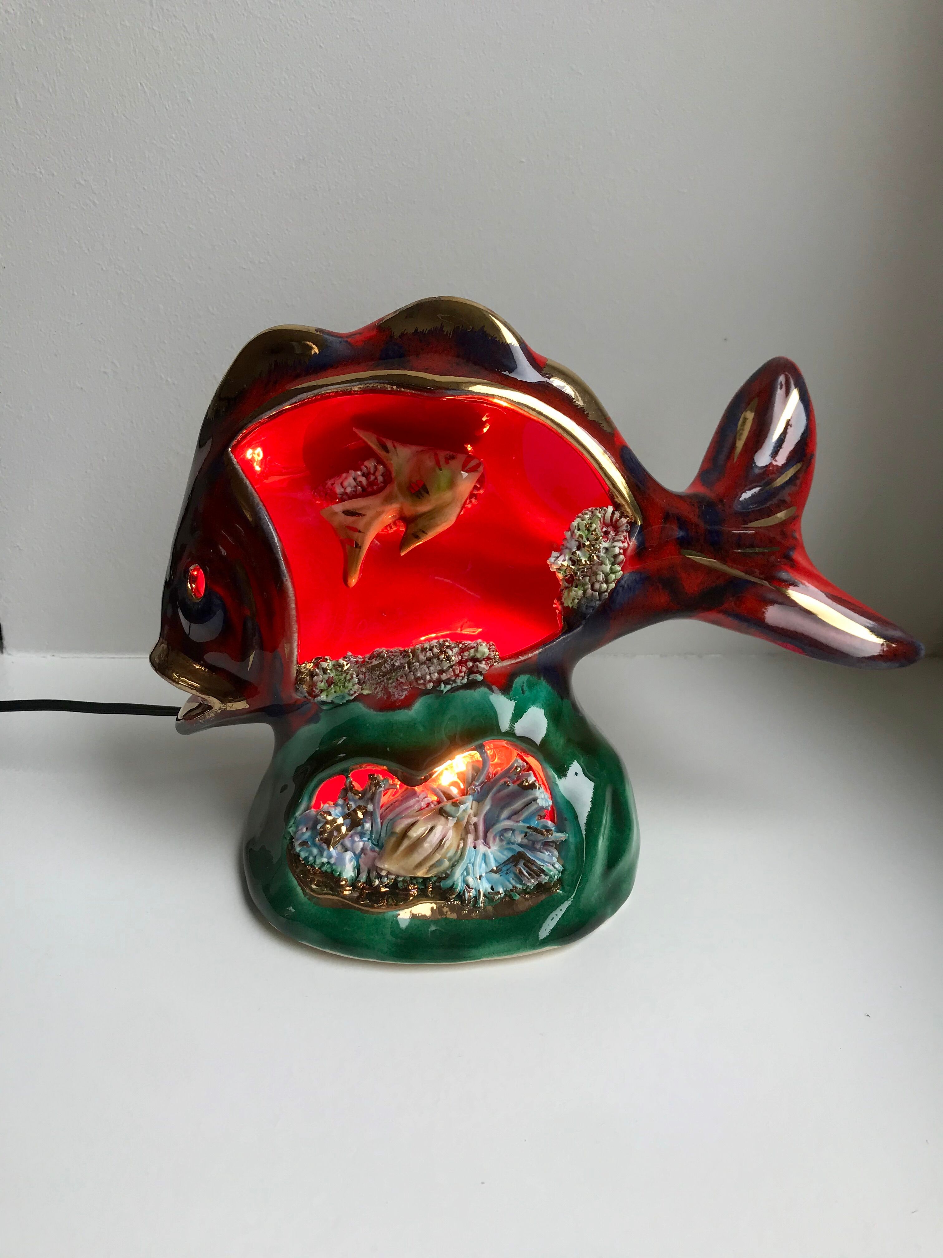 Lampe poisson Vallauris années 70