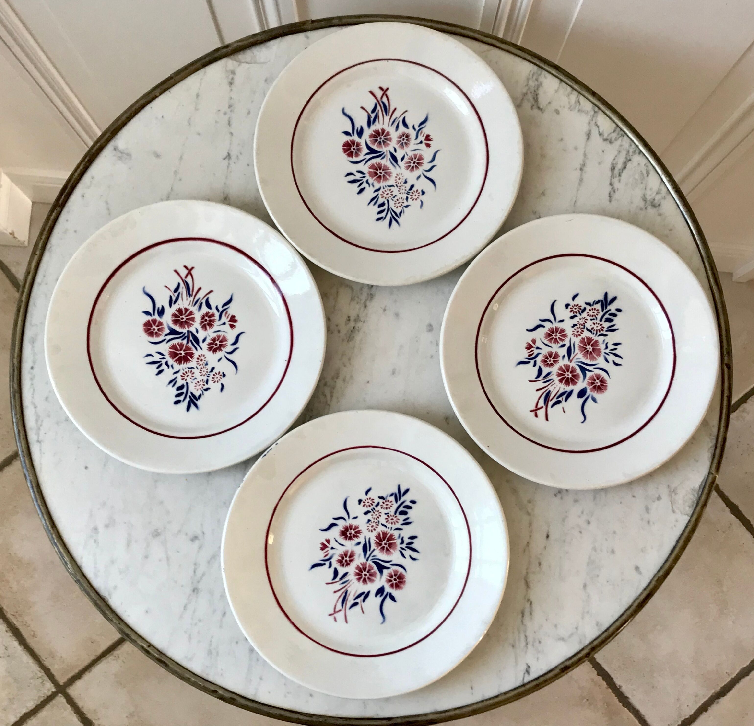 Set of 4 dessert plates Badonviller 50s