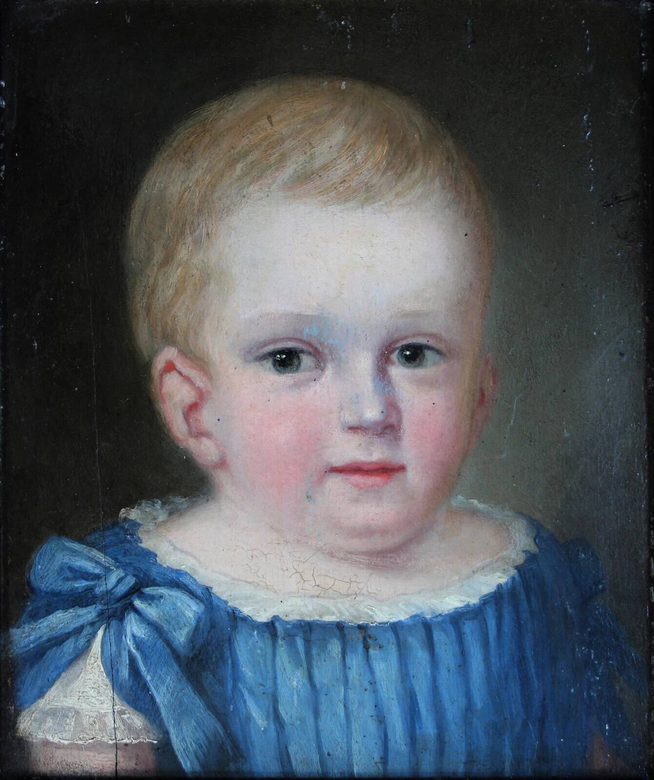 Antique 19th Century Oil Portrait Painting of a Child