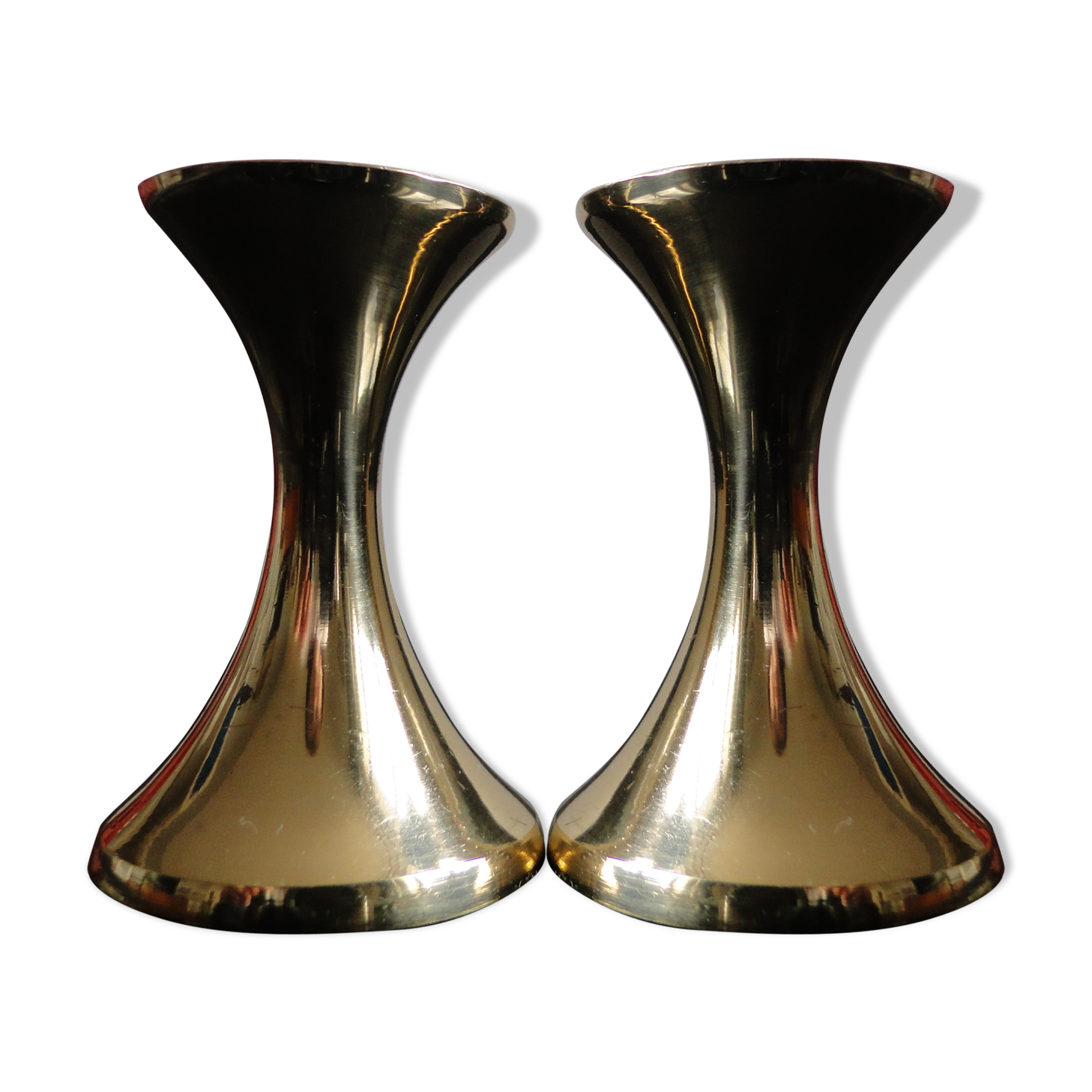 Pair of vintage Scandinavian brass candlesticks
