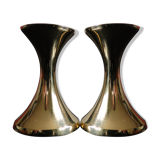 Pair of vintage Scandinavian brass candlesticks