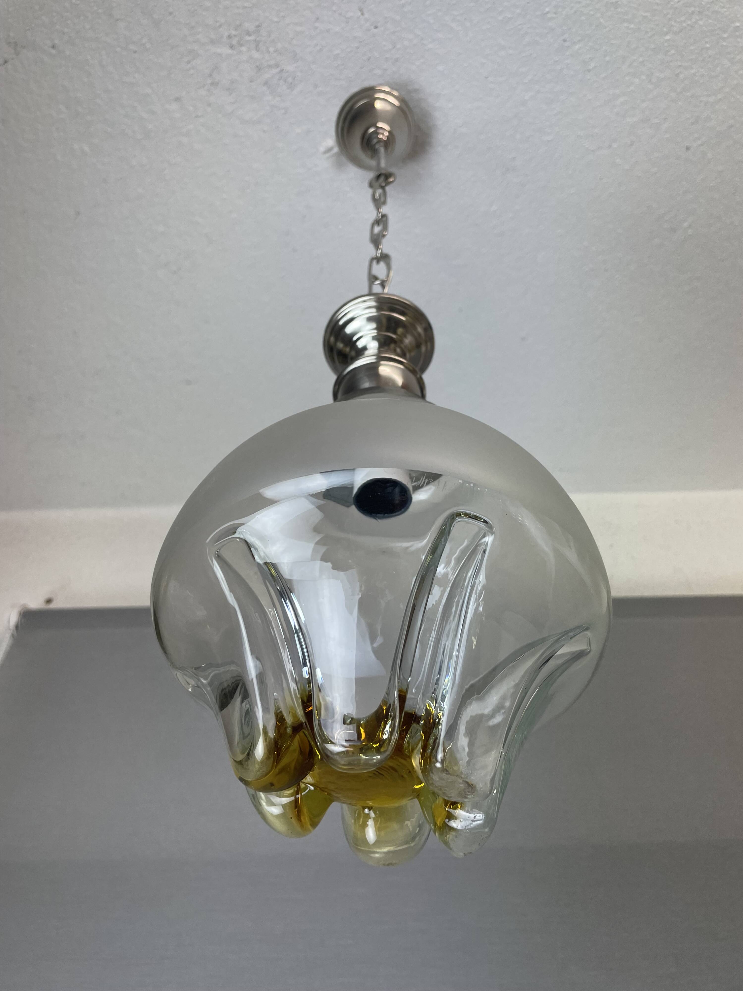 Italian Mazzega style Glass Hanging Lamp