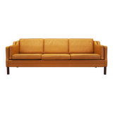 Orange leather sofa, Danish design, 1970s, production: Denmark