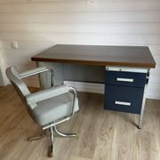 Vintage office chair – Mid-Century style Chrome and Faux leather