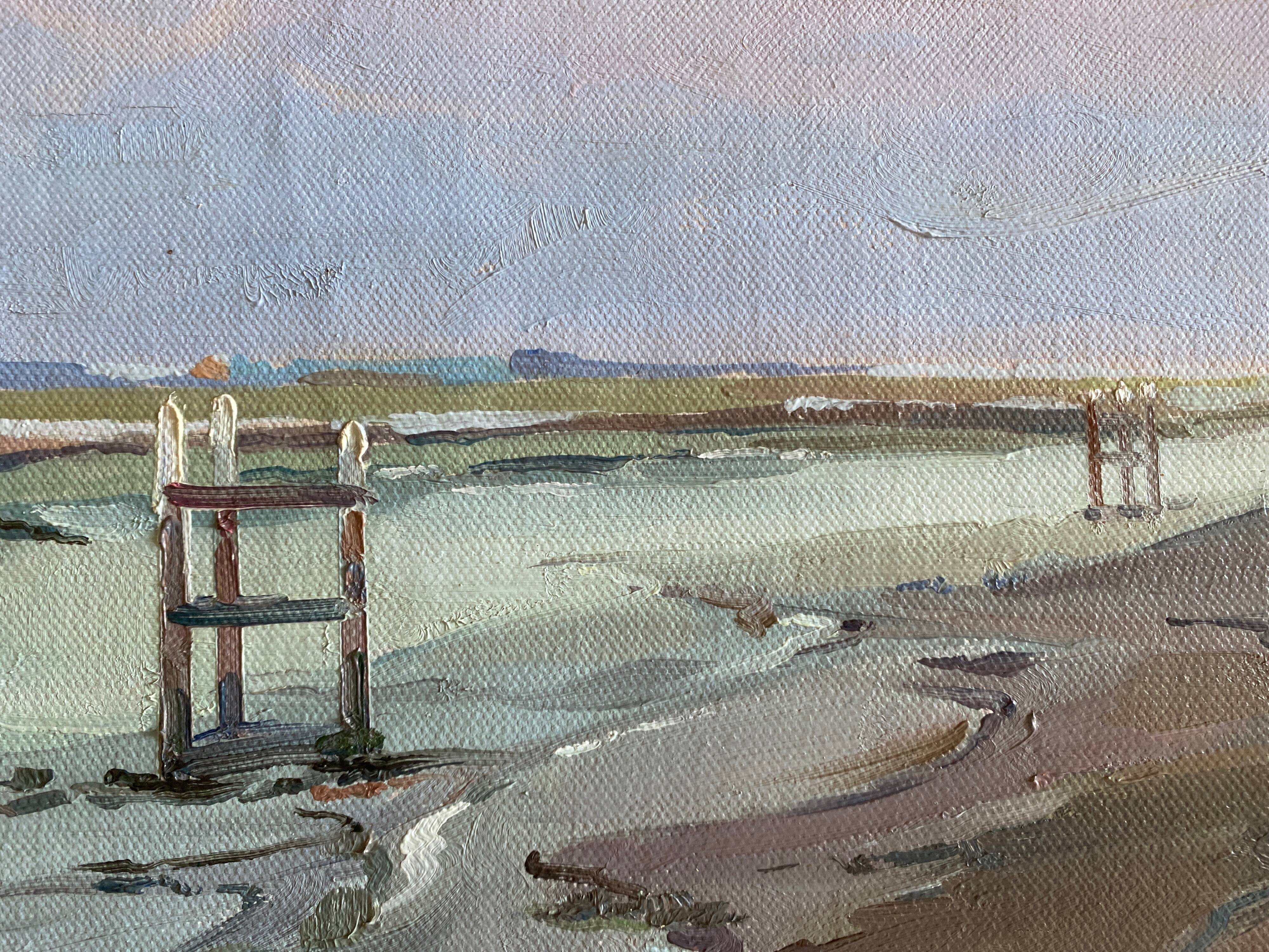 Painting "La Lagune" Marine Seaside signed and frame