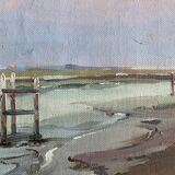 Painting "La Lagune" Marine Seaside signed and frame