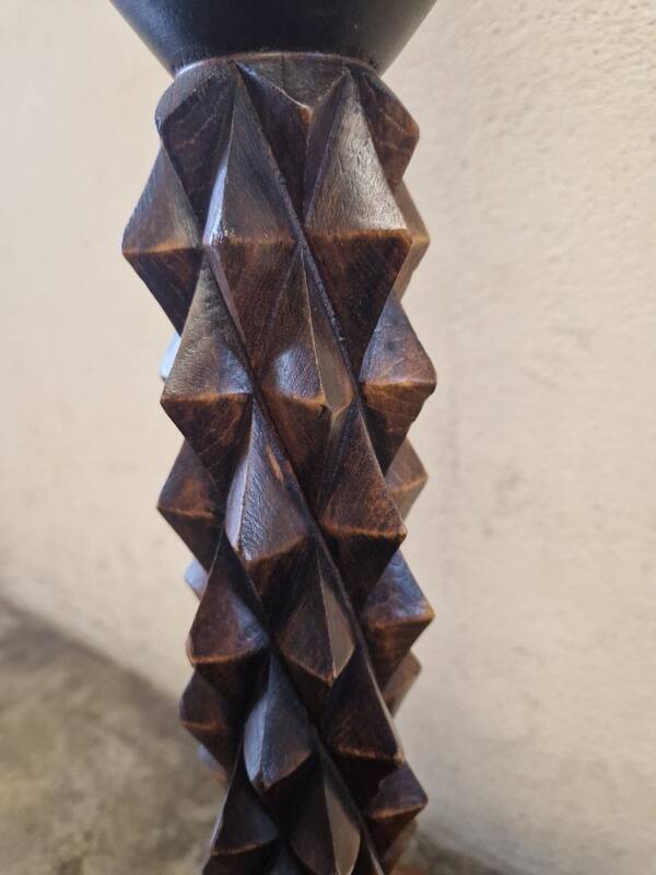 Oak floor lamp - In the style of Charles Dudouyt - Brutalist design