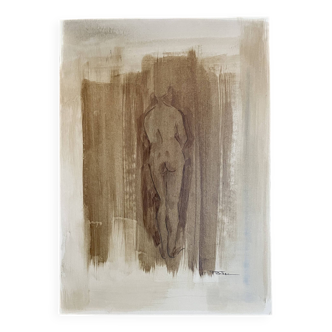 Signed painting monochrome watercolor female nude “back study”