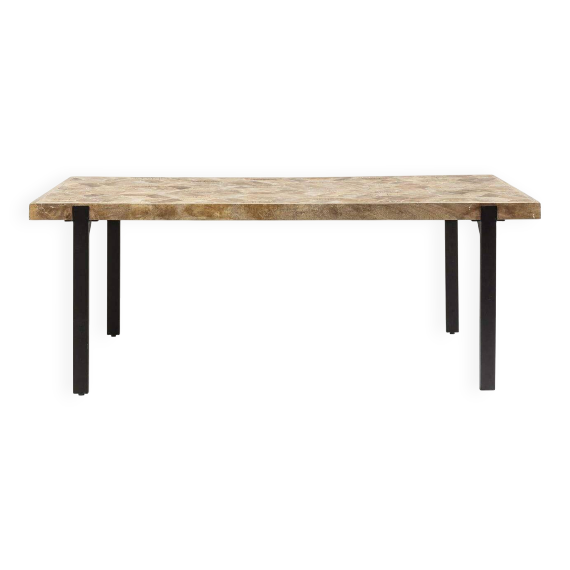 Tortuga table design 180 x 90 cm, made of mango wood and steel.