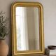 Grand miroir ancien français doré à décor floral peint