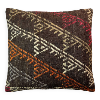 Vintage turkish kilim cushion cover , 55 x 55 cm