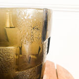 Art Deco black smoked glass vase