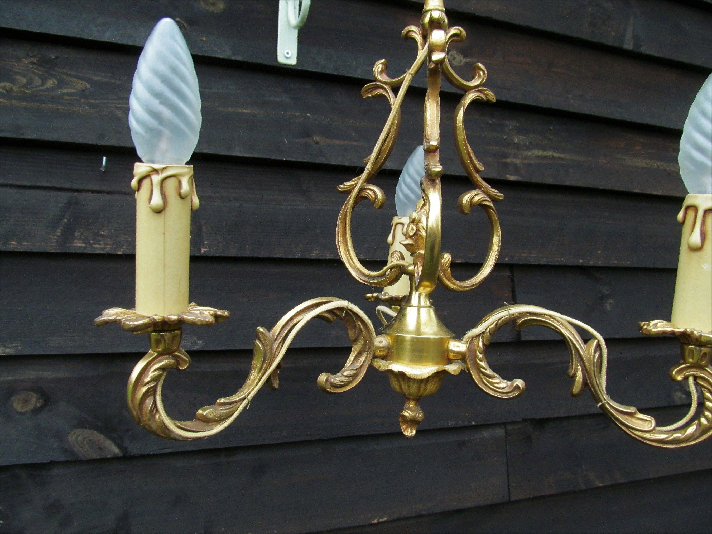 Birdcage chandelier in Bronze with 3 arms nice long chain French vintage