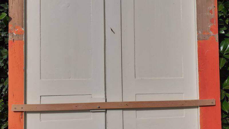 Pair of 19th-century cupboard doors and frame, woodwork