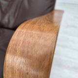 1970s, Danish armchair by Komfort, furniture leather, canvas, bent wood.