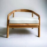 Deep XL wooden chaise longue with cushion