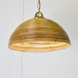Vintage pendant lamp in bamboo and wicker, 1960s.