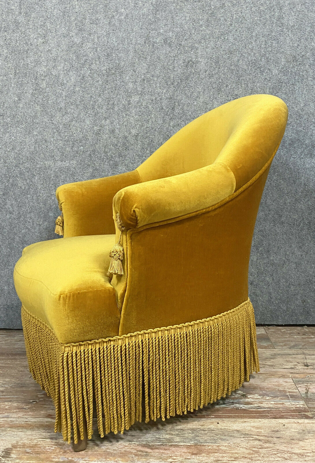 Pair of armchairs "toad" napoleon III era in Genoa velvet