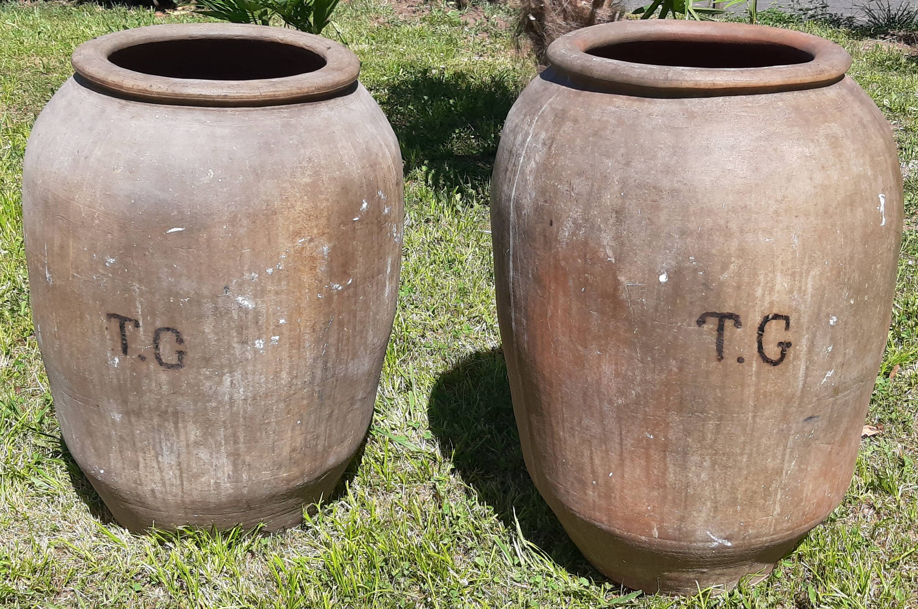 Pair of olive oil jars (or "tinajas"), Spain, 19th century