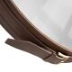 Handmade J. Adnet style mirror in brown vegetable-tanned leather, ø 45 cm