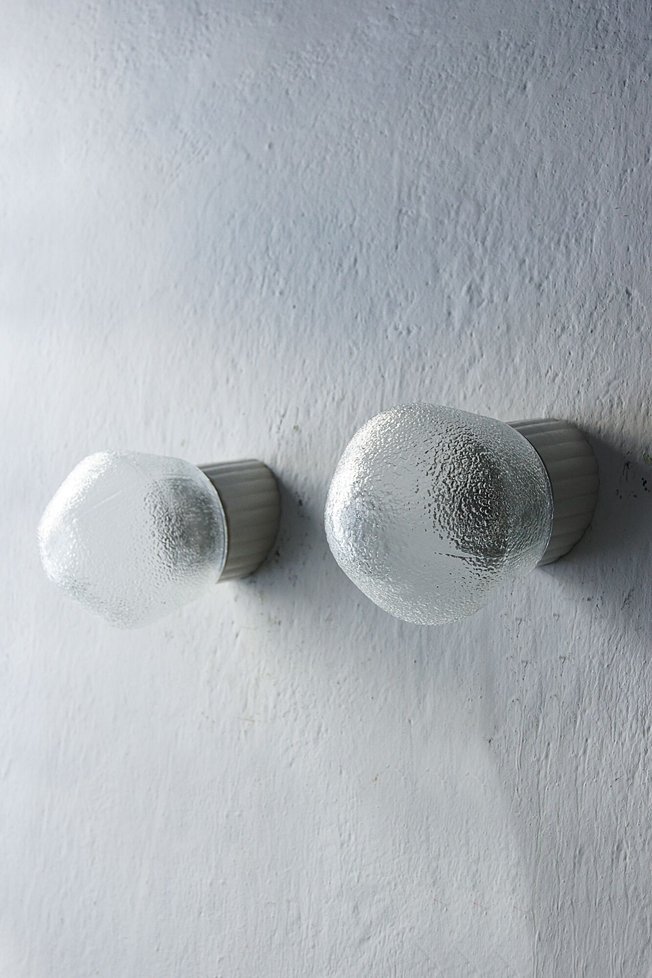 Industrial Porcelain and Glass Sconce, 1950s, Set of 2