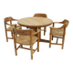 Set vintage dining table and dining chairs pine wood papercord