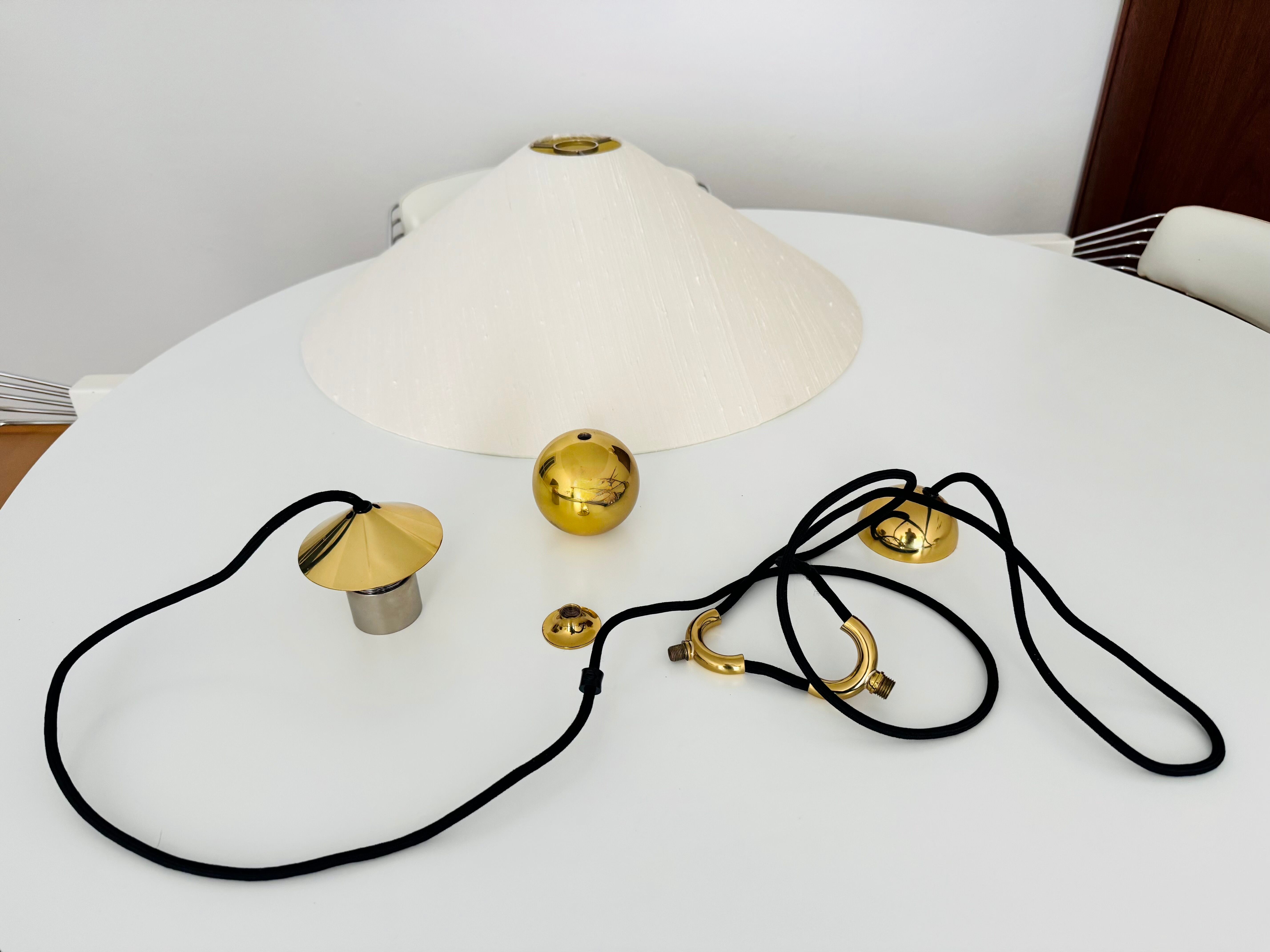 Large Adjustable Brass Pendant Lamp with Counterweight by Florian Schulz