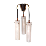 1950s brass and glass pendant light