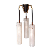 1950s brass and glass pendant light
