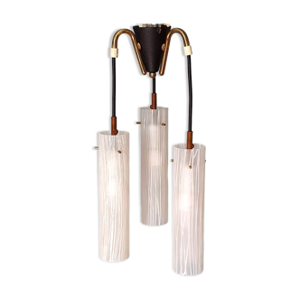 1950s brass and glass pendant light