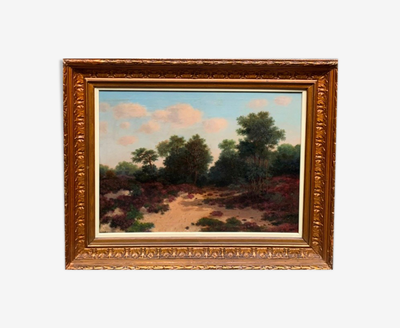 Tableau ancien "Paysage forestier"